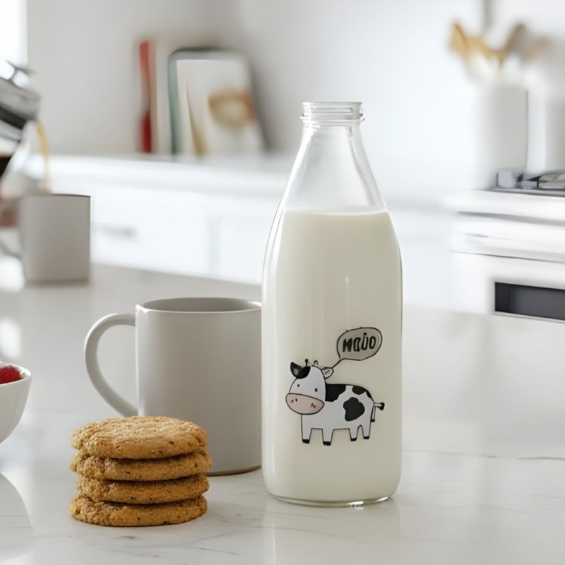 Cow Milk Bottle with White Cap Durable Drink Bottle