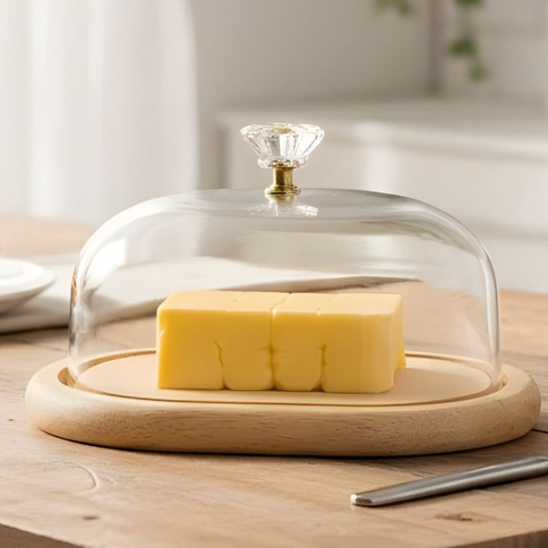 Limon Wooden Butter Dish With Acrylic Lid