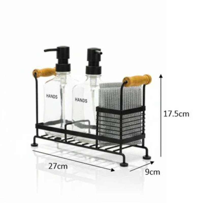 Limon Twin Glass Liquid Dispensers Set With Stand and Sponge