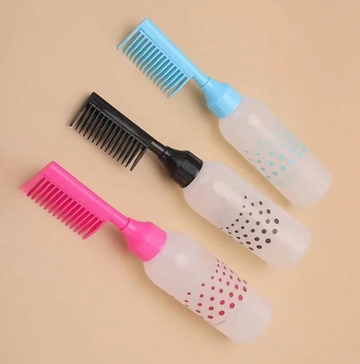 Plastic Hair Oil Bottle with Comb Applicator
