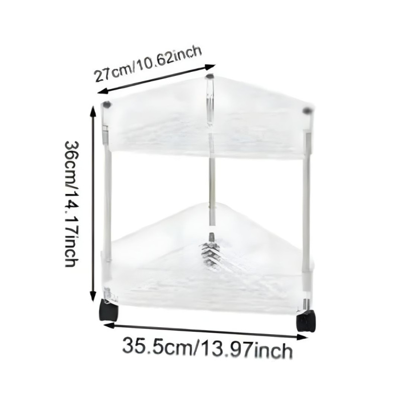 Acrylic Triangle Corner Trolley 2 Layer Storage Organizer