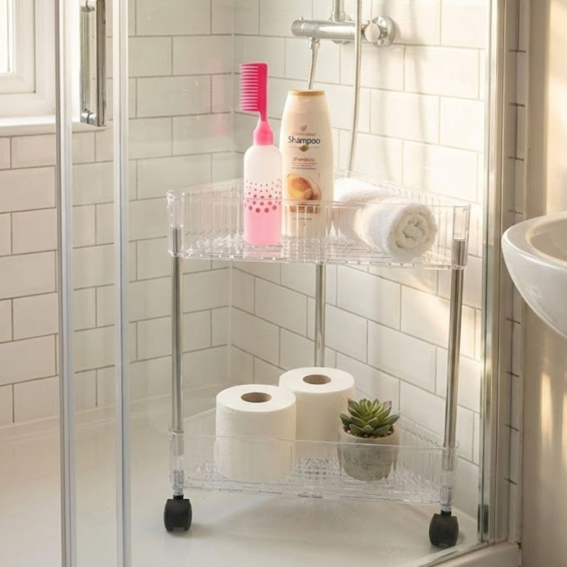 Acrylic Triangle Corner Trolley 2 Layer Storage Organizer