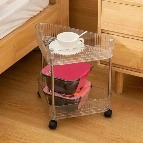Acrylic Triangle Corner Trolley 2 Layer Storage Organizer