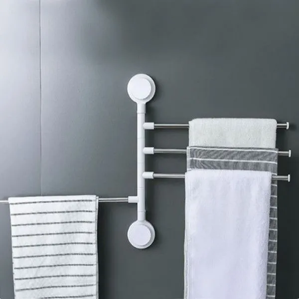 Suction Cup 4 Bar Rotating Bathroom Towel Rack