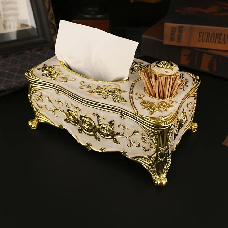 Luxury Decorative Tissue Box Holder Elegant Resin Design