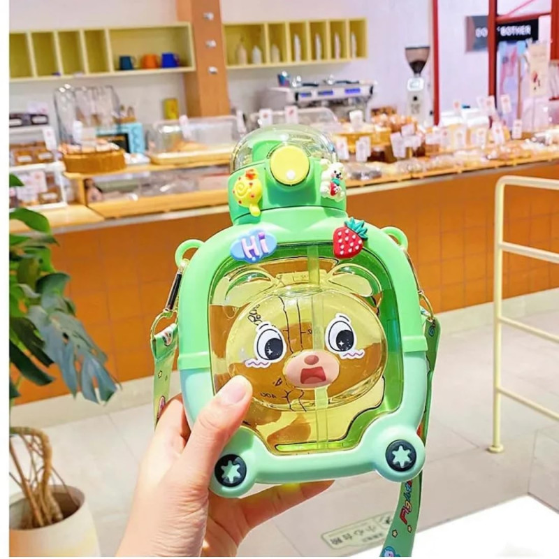 Cute Sipper Water Bottle with Straw & Carry Strap -1000 ML