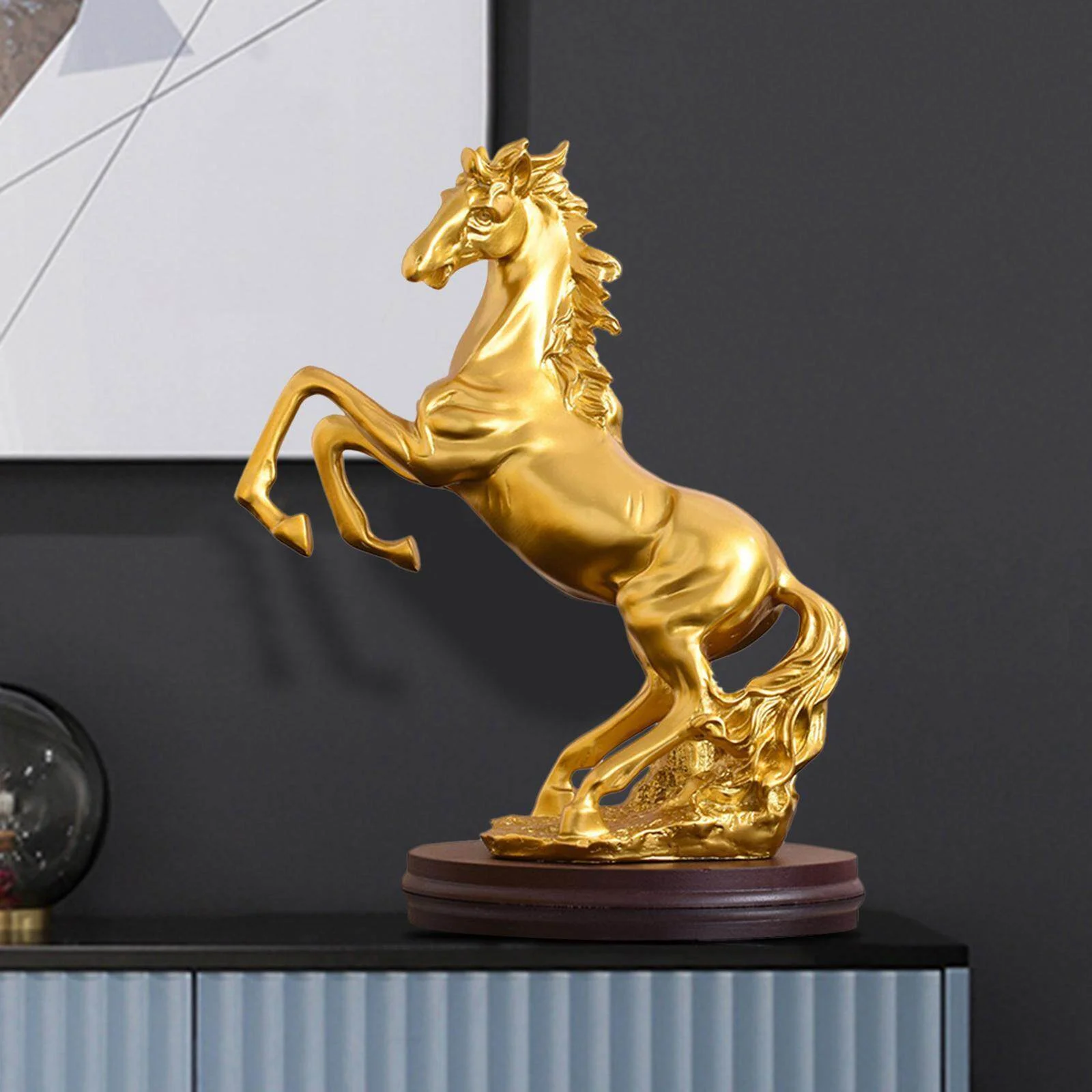 Resin Horse Sculpture – Modern Living Room Animal Art Decor
