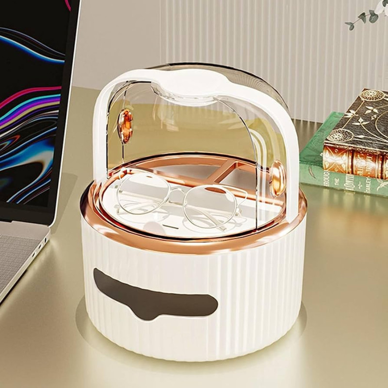 Round Tissue Box Cover with Storage – Dustproof Tissue Holder Organizer