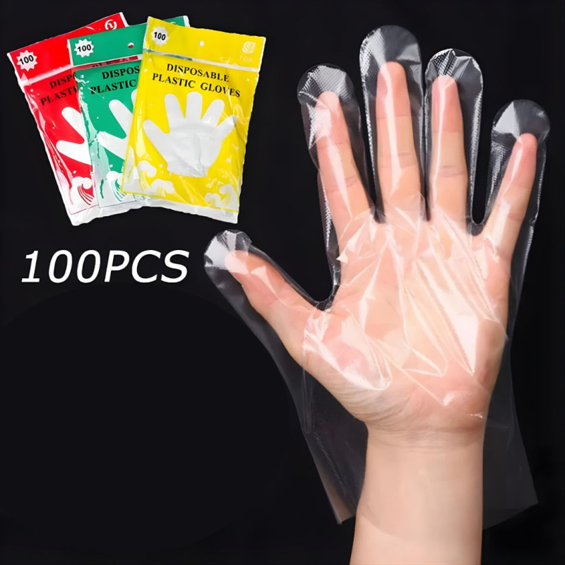 100 PCS Transparent Food-Safe Kitchen Gloves