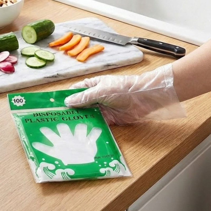 100 PCS Transparent Food-Safe Kitchen Gloves