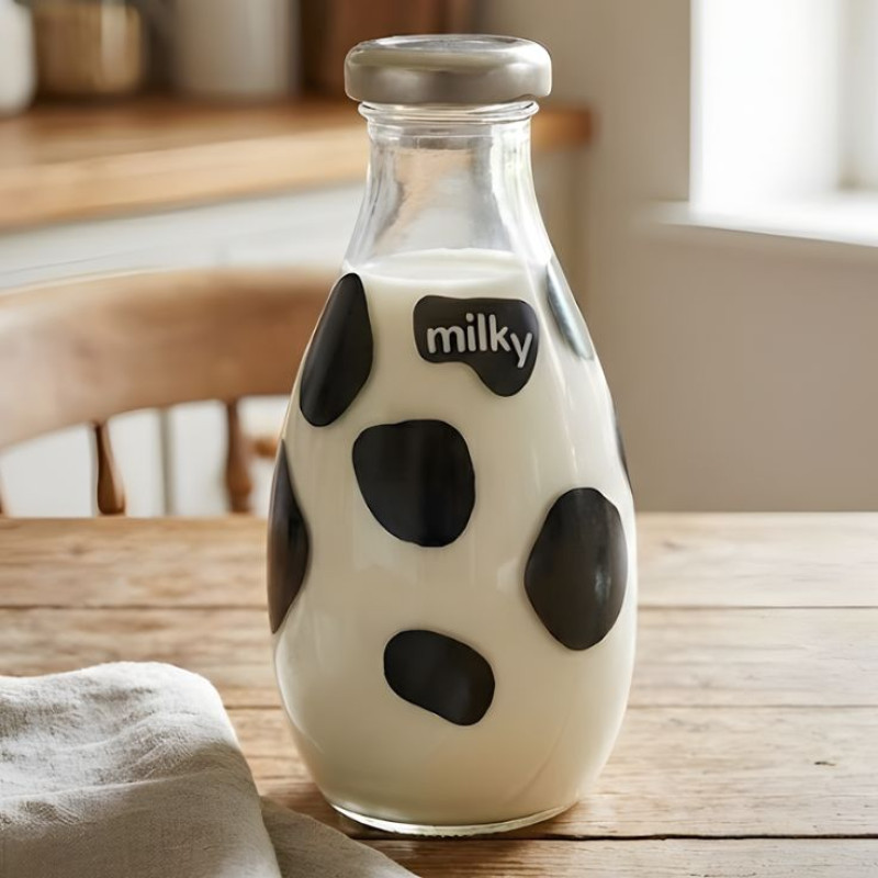Ziba 1.1 Liter Glass Milk Bottle For Water Milk And Beverages