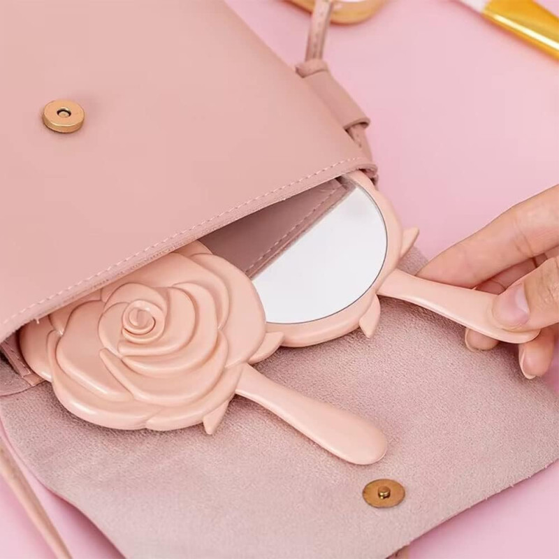 Handheld Compact Mirror with Handle – Personal Makeup & Travel Mirror