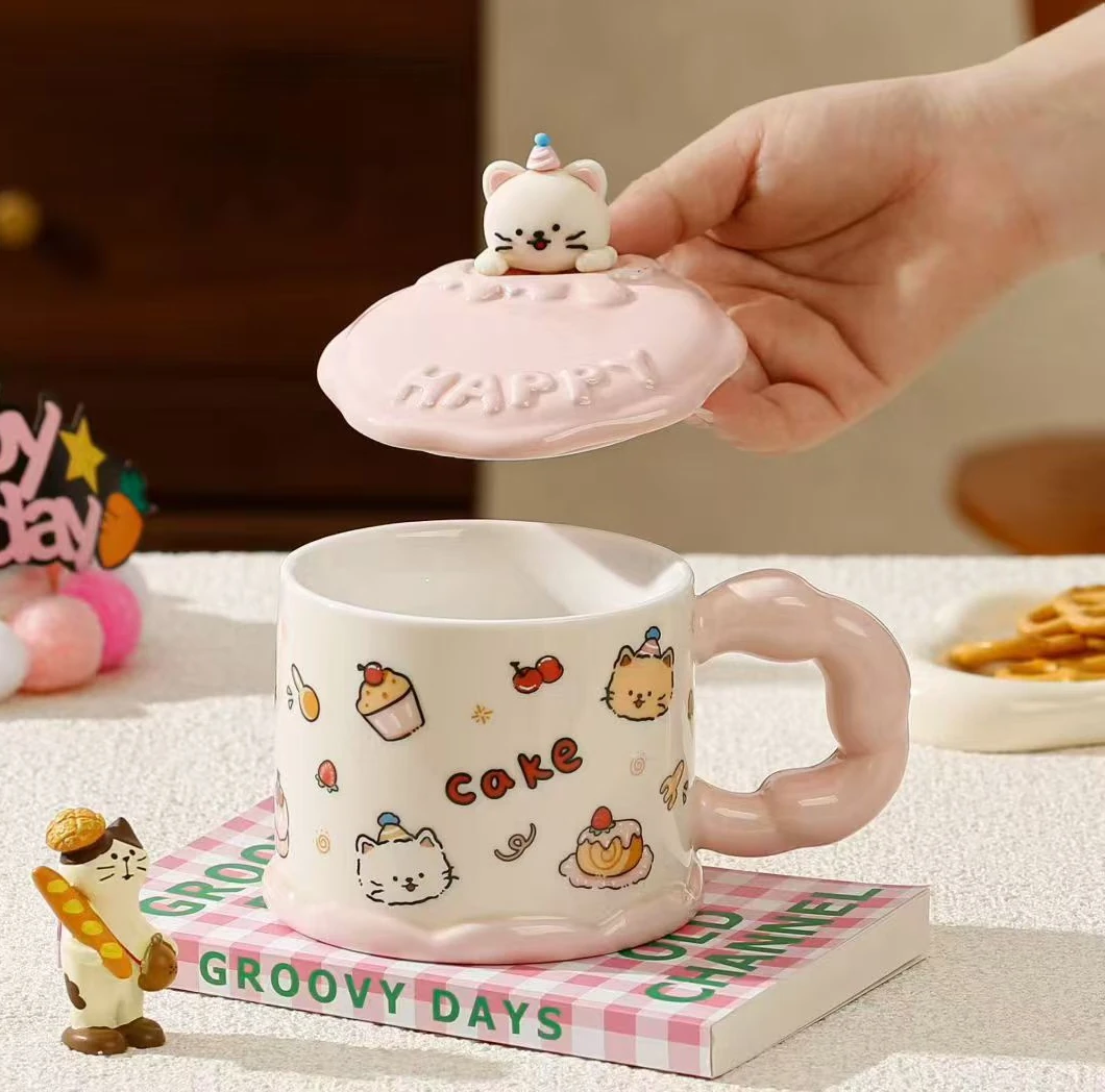 Character Ceramic Mug with Lid 350 ML –  Cute & Stylish Coffee Mug