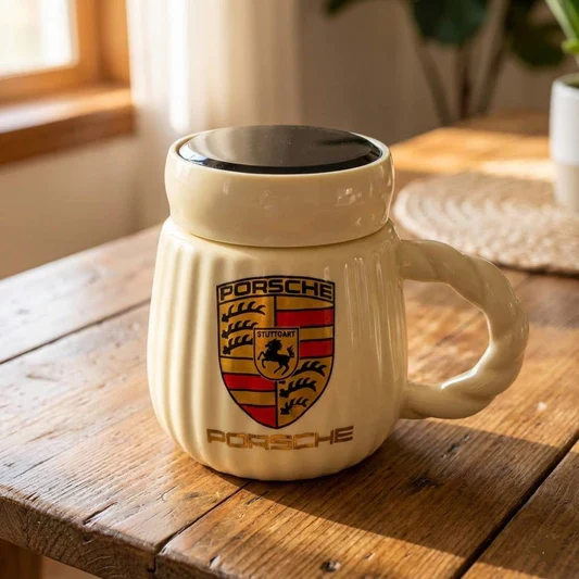 Ceramic Coffee Mug With Sports Car Logo 330 ML (1Pc)