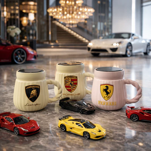 Ceramic Coffee Mug With Sports Car Logo 330 ML (1Pc)