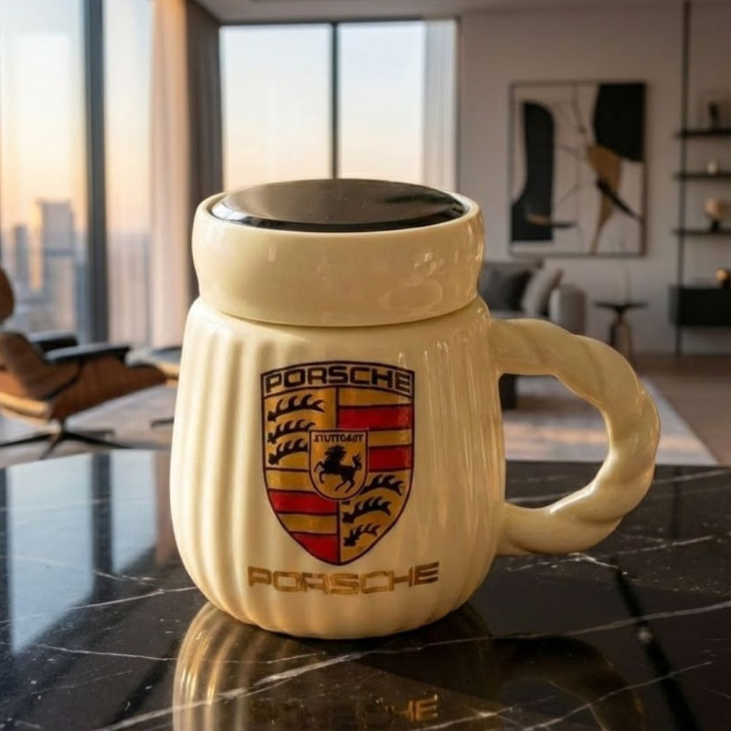 Ceramic Coffee Mug With Sports Car Logo 330 ML (1Pc)