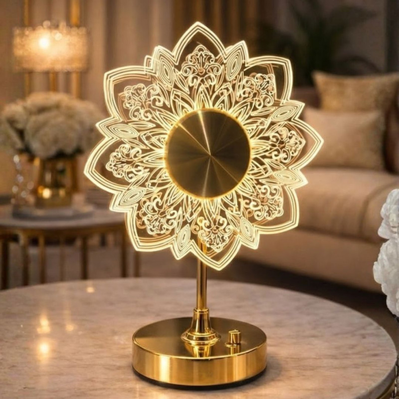 Golden Fancy Table Electric Lamp – Decorative LED Desk Light