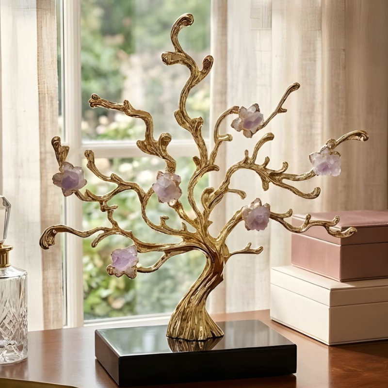 Golden Blossom Gemstone Tree Decor – Elegant Home Ornament