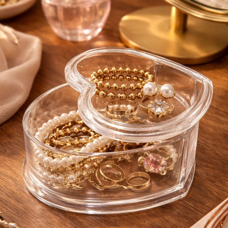 Acrylic Heart Shaped Transparent Jewellery Box – Elegant Storage Organizer