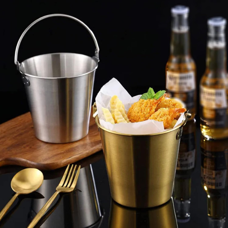 Serving Basket With Golden Finish – Stainless Steel
