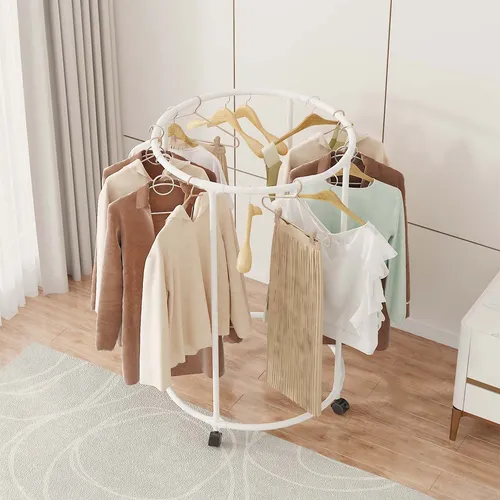 Multifunctional Rotating Circular Drying Rack with Floor Wheels