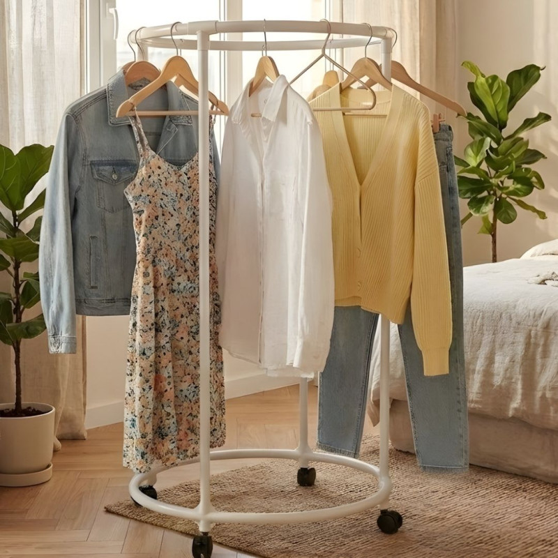 Multifunctional Rotating Circular Drying Rack With Floor Wheels | Idealancy