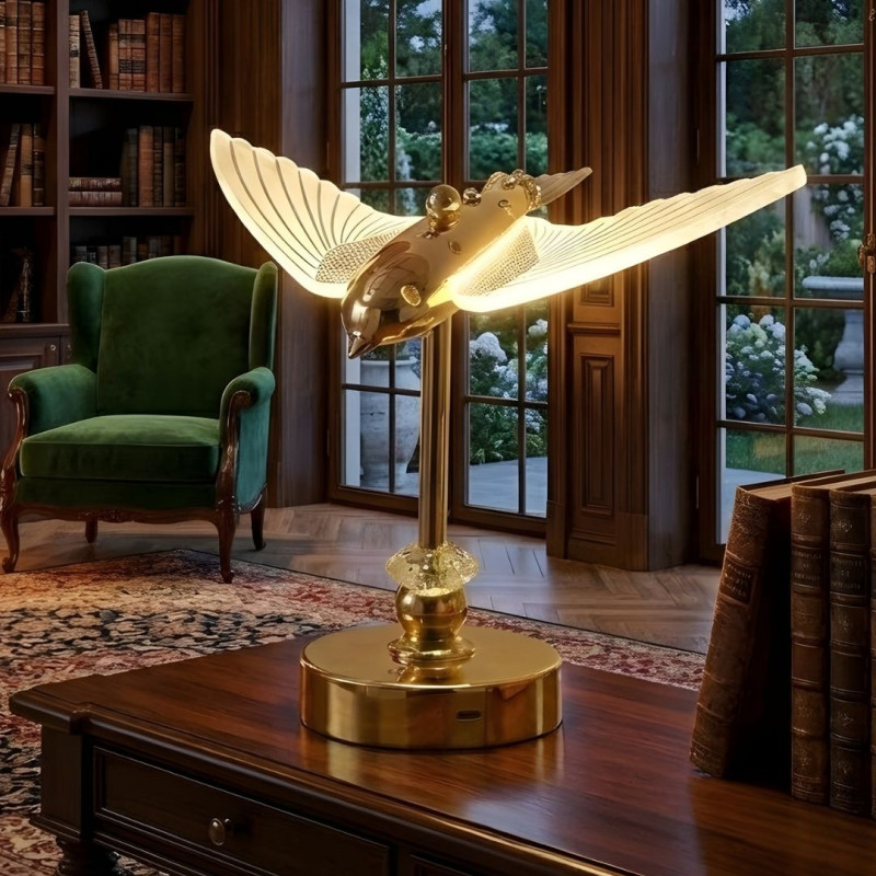 Luxury Gold Bird Figurine Night Light Lamp With Touch Control
