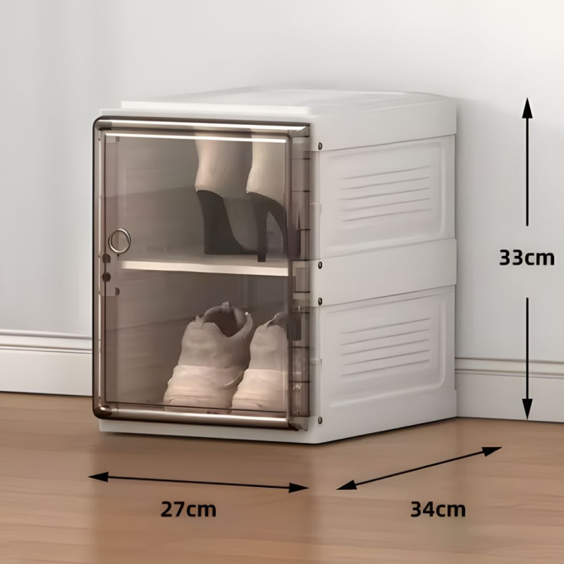 Foldable 2 Layer Shoe Cabinet With Magnetic Door