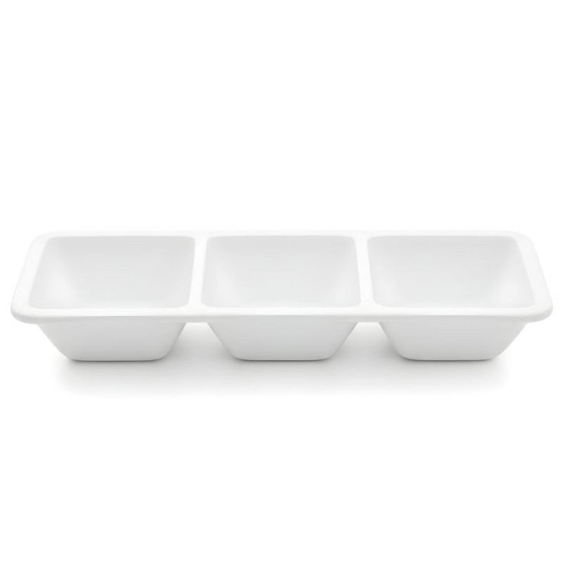 3 Section Melamine White Dip Sauce Divider