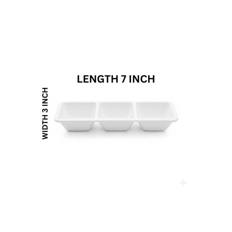 3 Section Melamine White Dip Sauce Divider