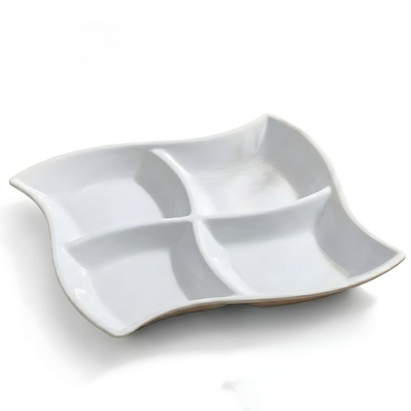 Wavy 4 Portion White Tray One Piece for Serving