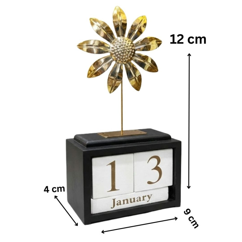 Golden Bloom Perpetual Calendar Elegant Desktop Date Display