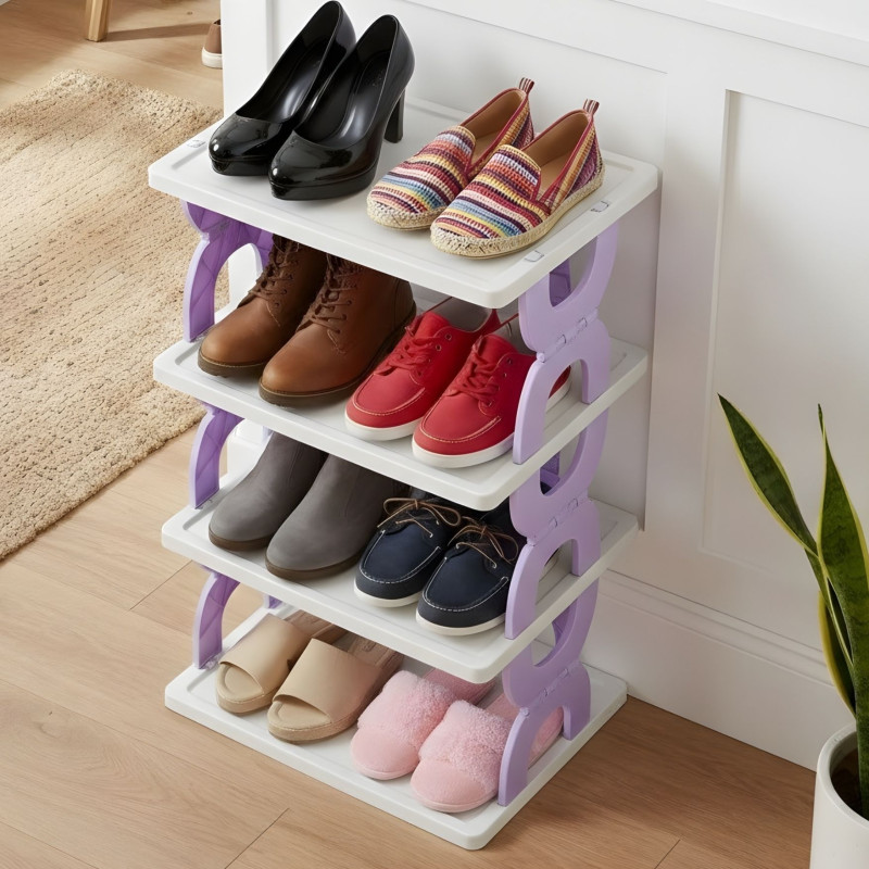 Foldable 4 Layer Shoe Rack Space Saving Storage Organizer