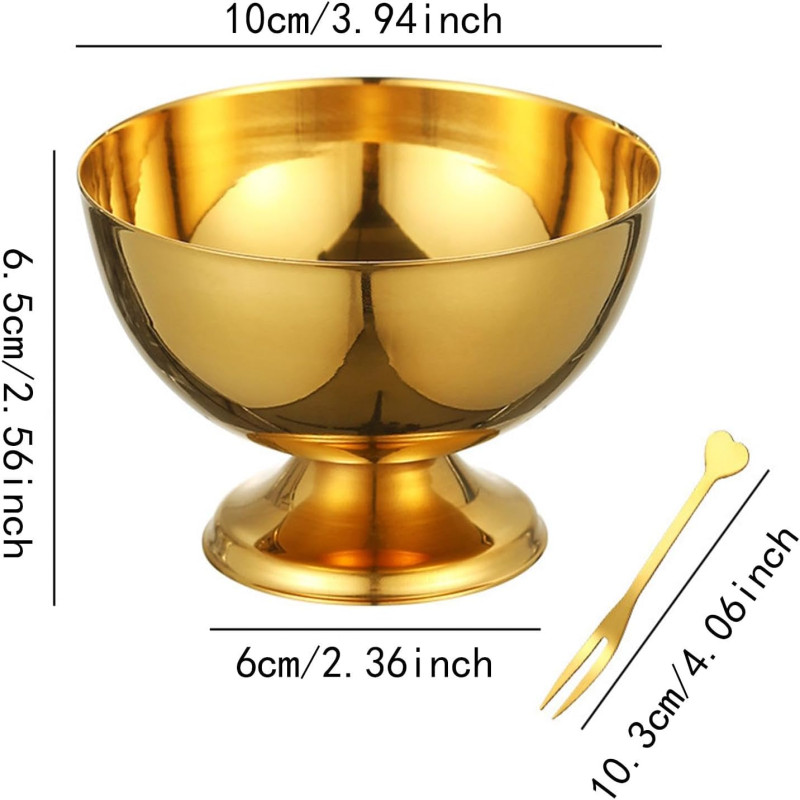 Golden Ice Cream Bowl Luxury Dessert Serving Bowl for Ice Cream