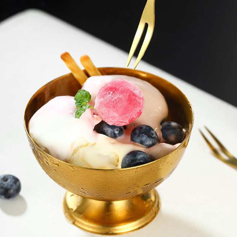 Golden Ice Cream Bowl Luxury Dessert Serving Bowl for Ice Cream