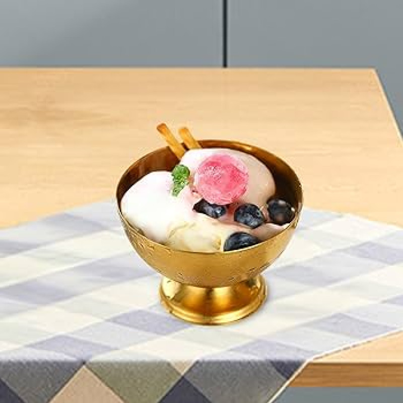 Golden Ice Cream Bowl Luxury Dessert Serving Bowl for Ice Cream