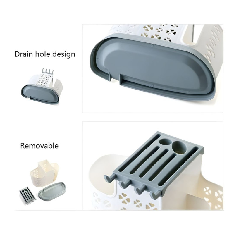 Drain Cutlery & Spoon Holder Multi Function Kitchen Organizer