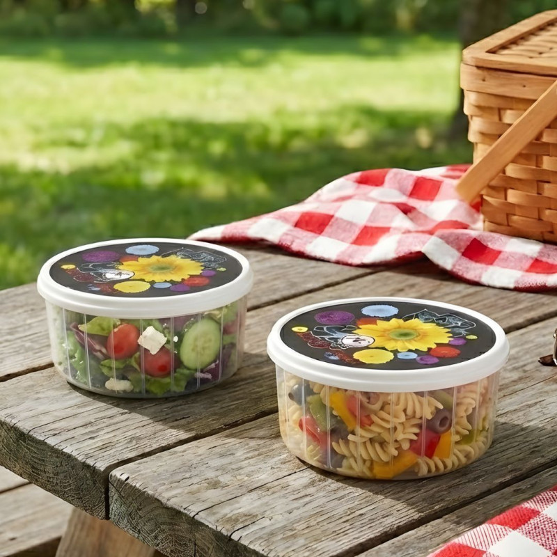 2 PC Round Food Storage Container Airtight Kitchen Storage Set