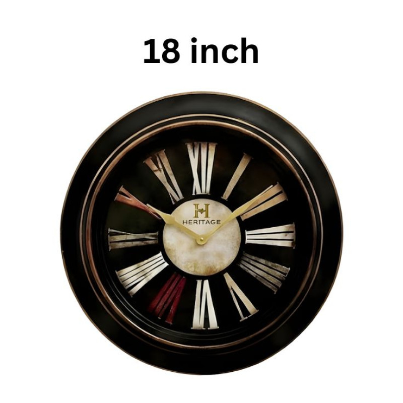 Heritage Ocean 18 Inch Roman Black Wall Clock