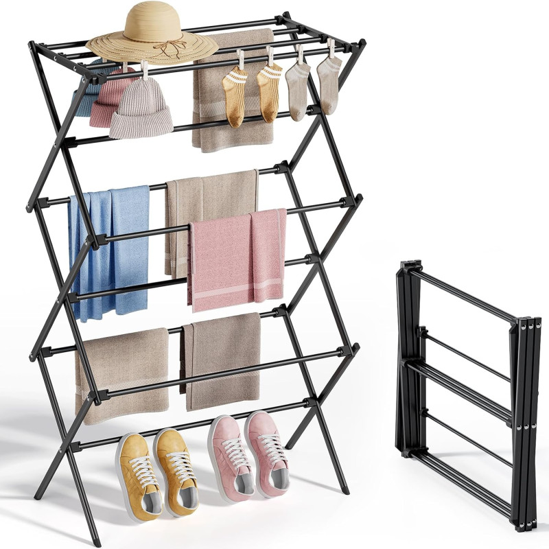 Clothes Drying Rack Expandable & Collapsible Laundry Drying Stand
