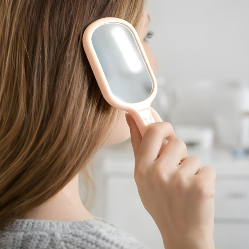 Mini Hair Brush with Built In Mirror Compact Travel Styling Tool
