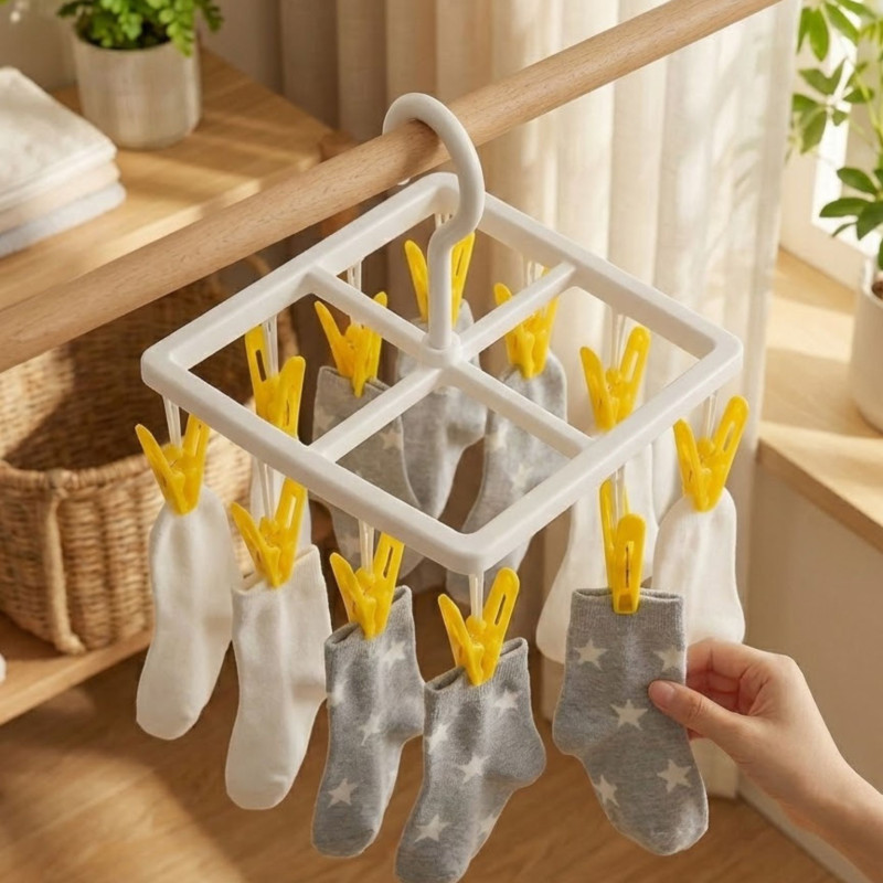 Square shaped baby 8 clips hanger