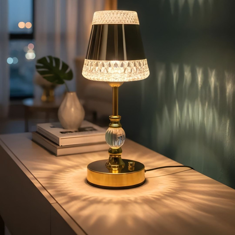 Crystal Spire Gold LED Desk Lamp