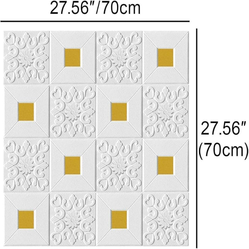 Pack of 4 White Bricks with Golden Spot