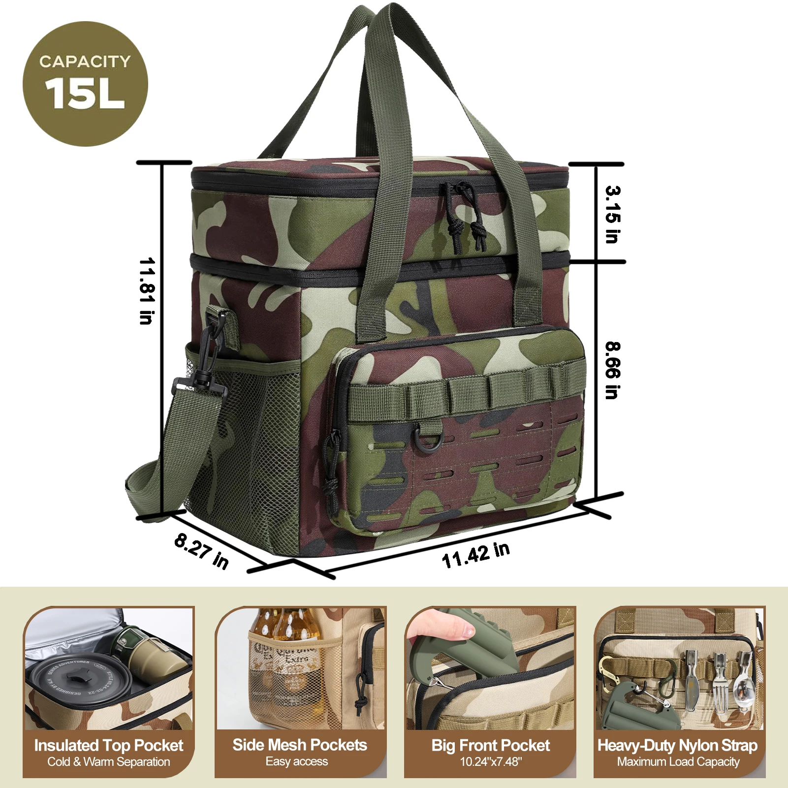 2 Layer Tactical Outdoor Picnic Lunch Bag