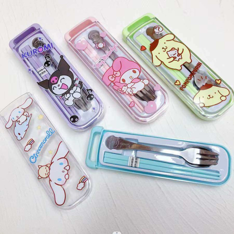 Cute Kids Spoon & Fork Set with Storage Case