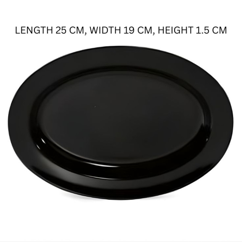 Melamine 10 Inch Small Black Oval Dish One Piece for Serving Food