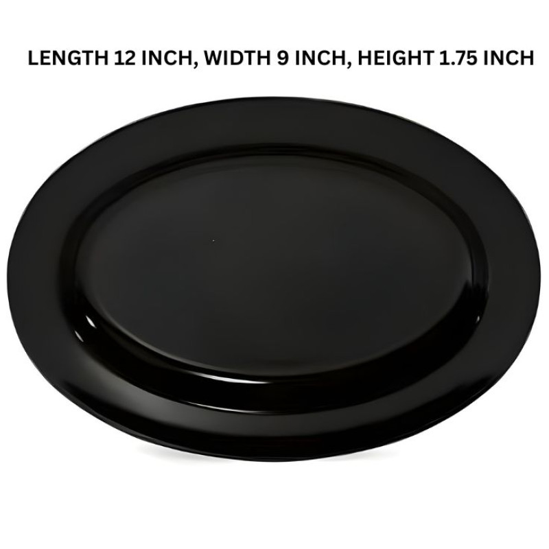 Melamine 12 Inch Black Oval Dish One Piece for Serving Food