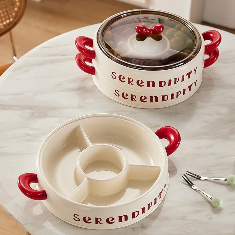 4 Grid Dried Fruit Tray with Transparent Lid