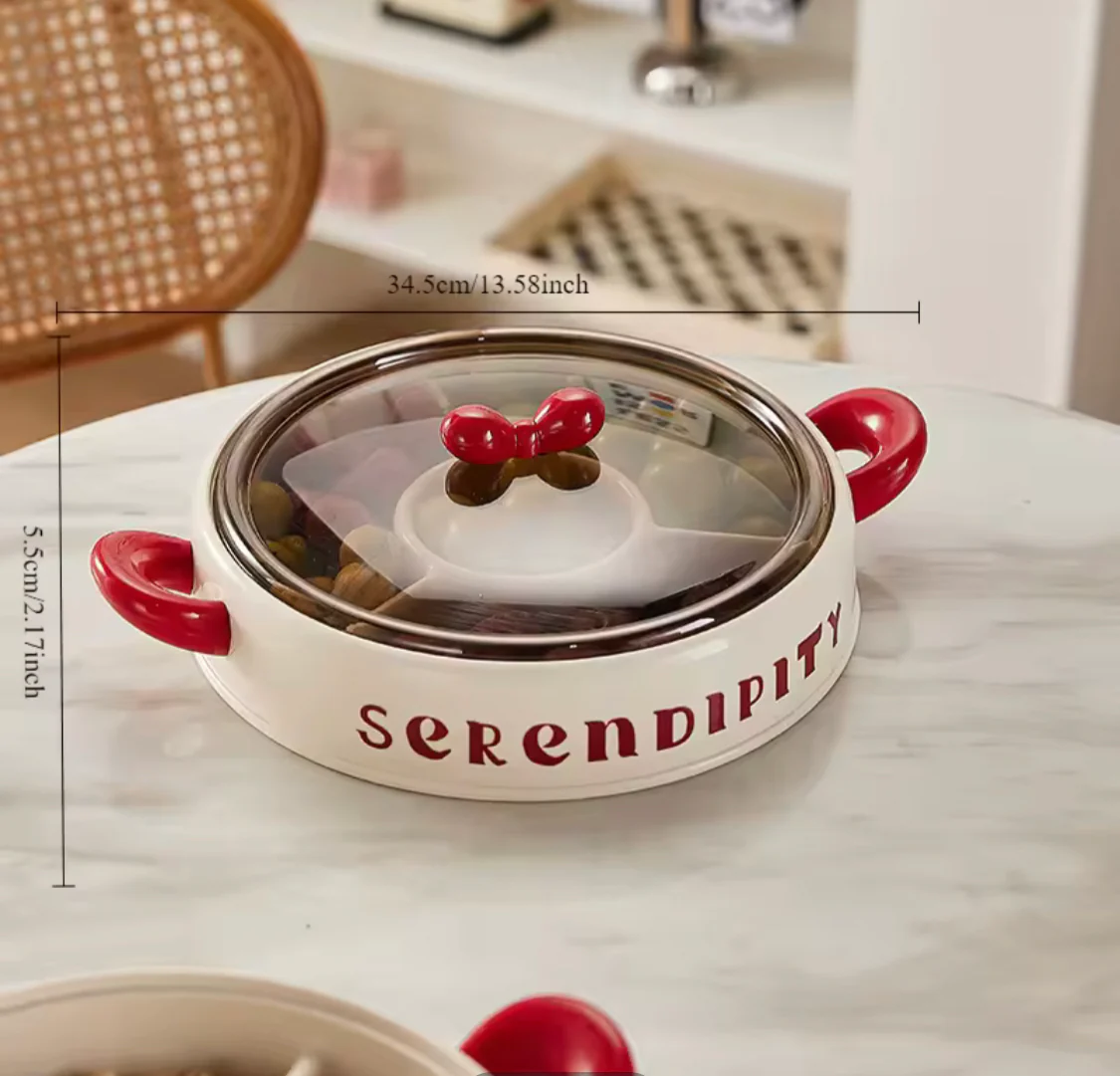 4 Grid Dried Fruit Tray with Transparent Lid